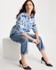 Cotton Voile Collared Beach Shirt Bondi Blue - Chico's