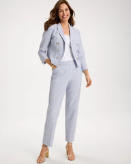 Striped Seersucker Straight Ankle Pants Blue - Chico's