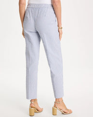 Striped Seersucker Straight Ankle Pants Blue - Chico's