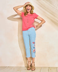 Girlfriend Slim Striped Capri Jeans Blue Stripe - Chico's