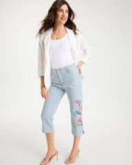 Girlfriend Slim Striped Capri Jeans Blue Stripe - Chico's