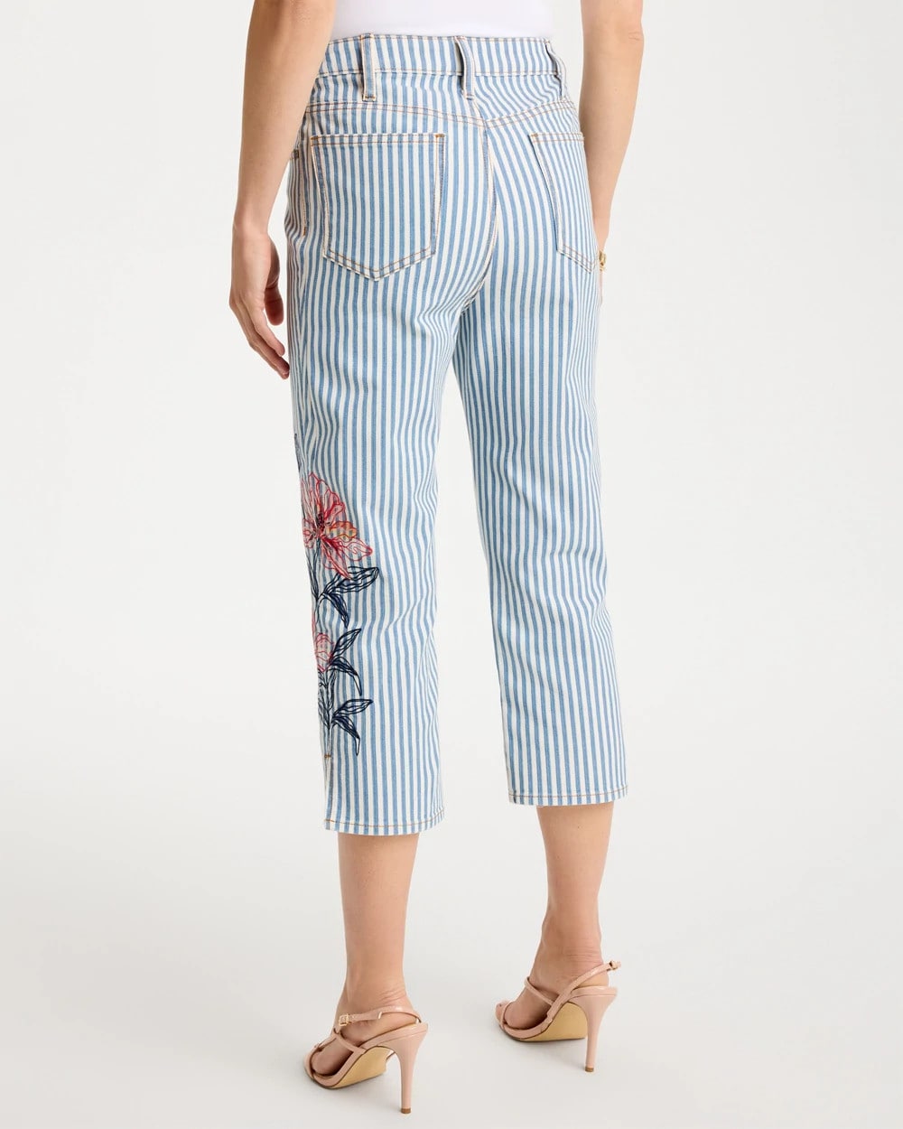 Girlfriend Slim Striped Capri Jeans Blue Stripe - Chico's