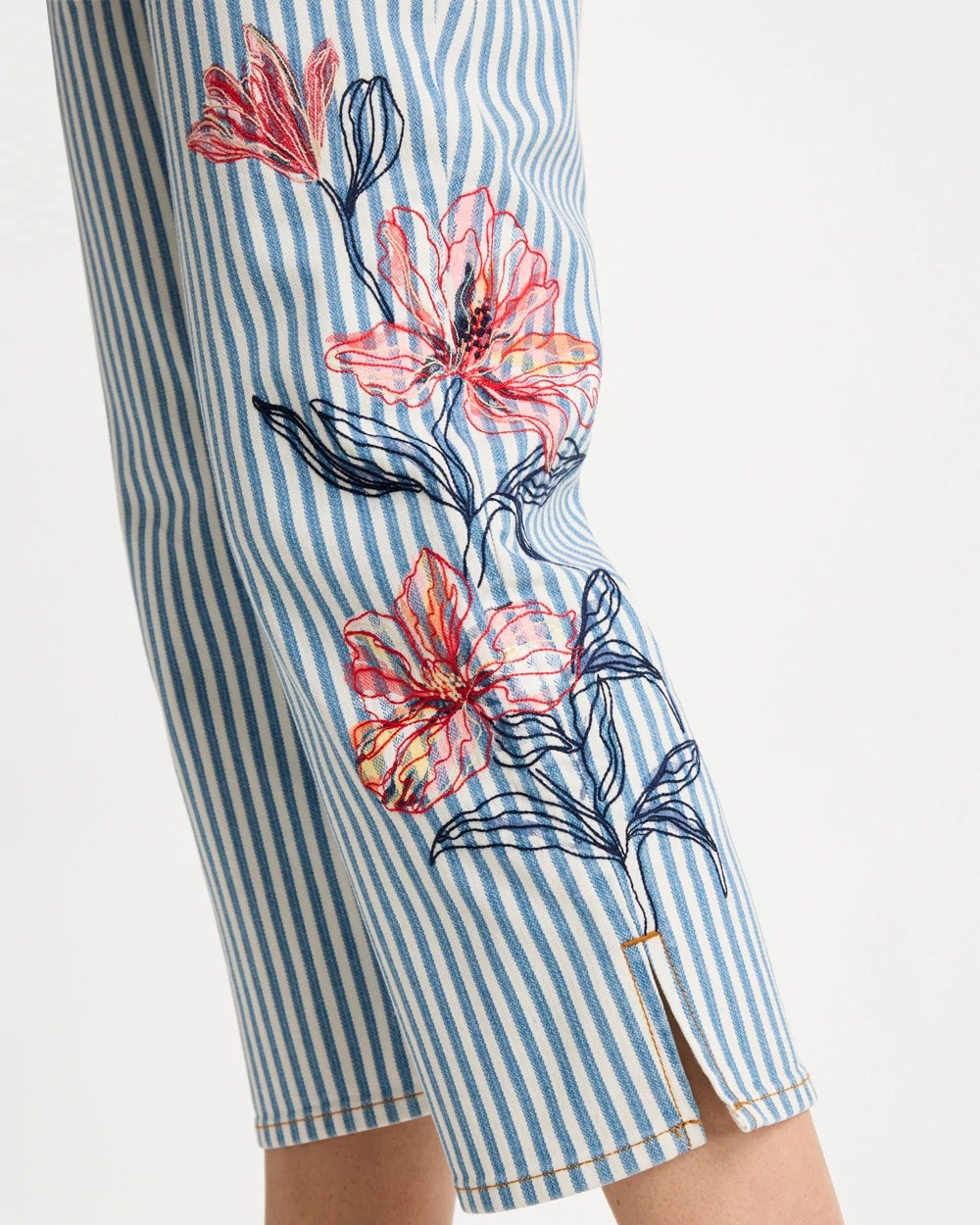 Girlfriend Slim Striped Capri Jeans Blue Stripe - Chico's