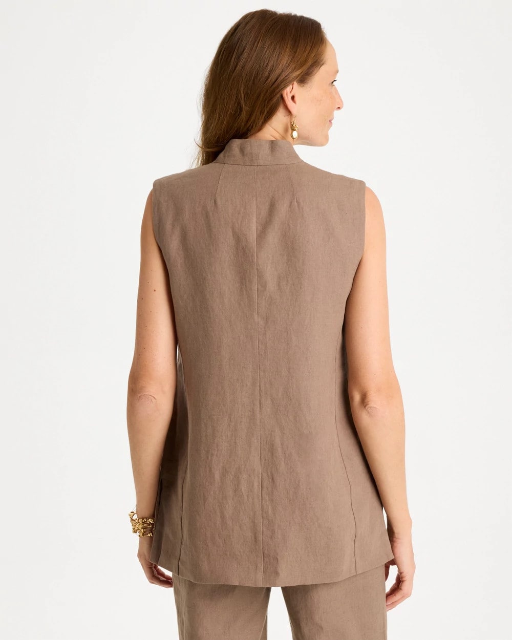 Long Linen Sleeveless Vest Topaz Smoke - Chico's