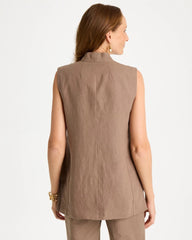 Long Linen Sleeveless Vest Topaz Smoke - Chico's