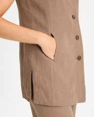 Long Linen Sleeveless Vest Topaz Smoke - Chico's