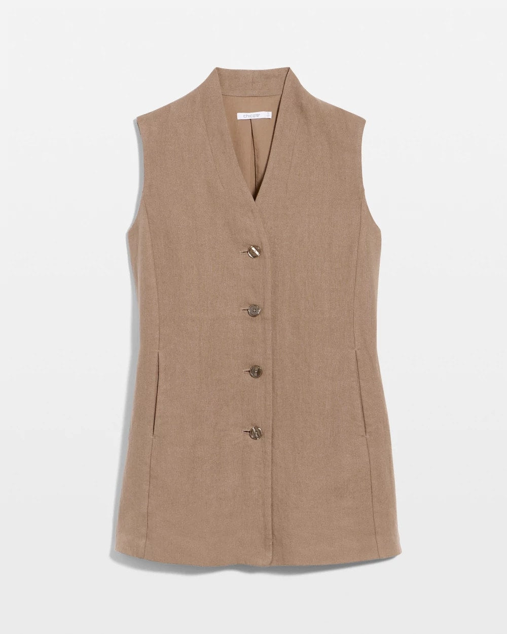 Long Linen Sleeveless Vest Topaz Smoke - Chico's