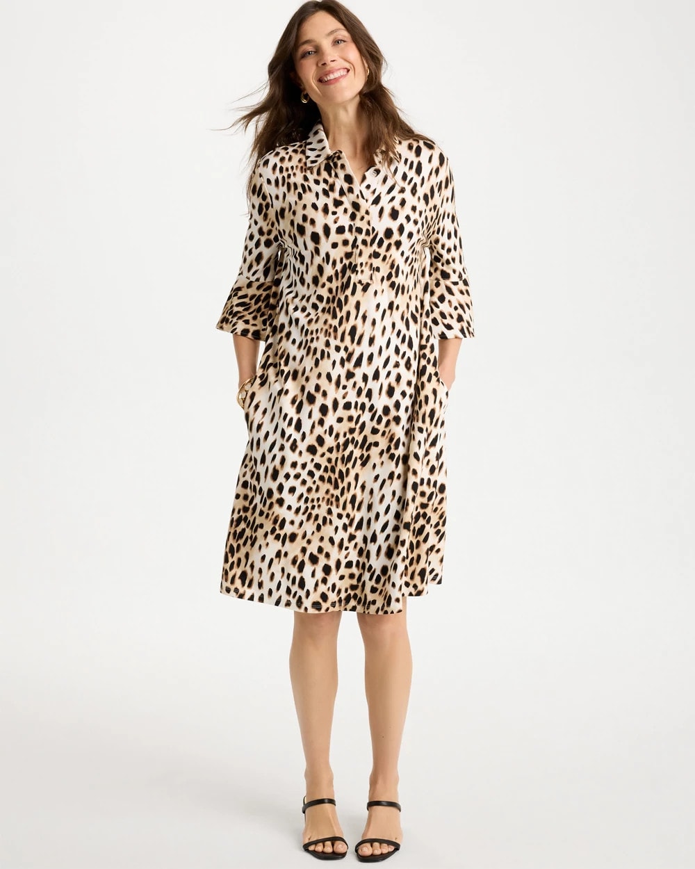 Ponte Knit Flounce Sleeve Dress Chocolate Fondant - Chico's