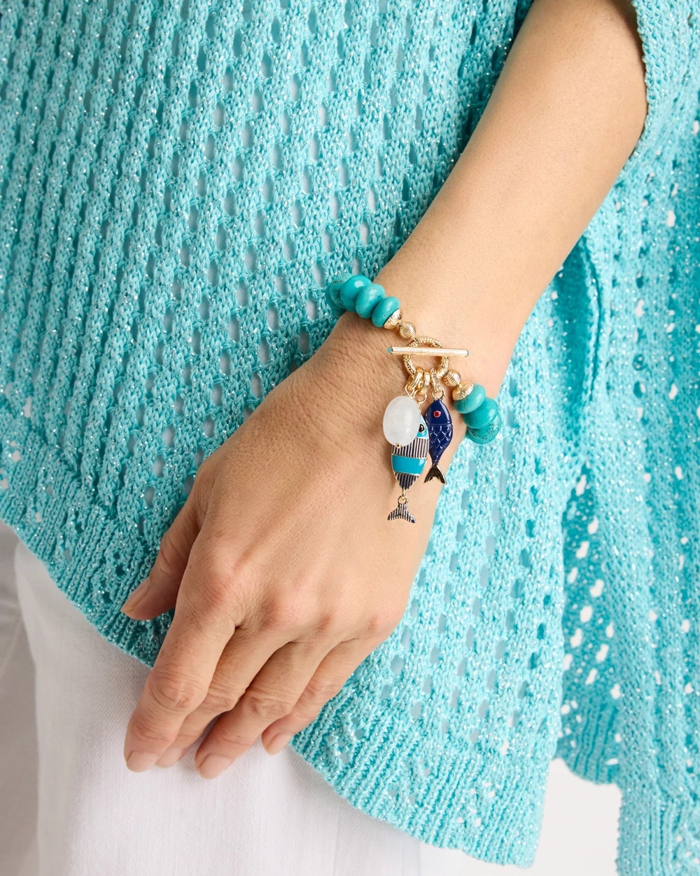 Turquoise Stone Toggle Charm Bracelet Turquoise - Chico's