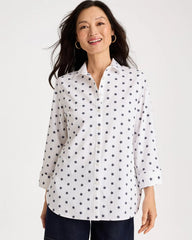 No Iron™ Stretch Jacquard Stars Shirt Passport Blue - Chico's