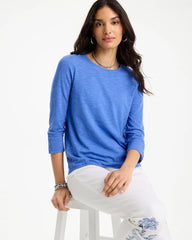 Cotton Slub 3/4 Sleeve Button Tee Amparo Blue - Chico's