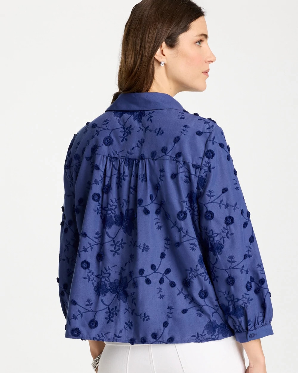 3D Floral Embroidered Top Indigo - Chico's