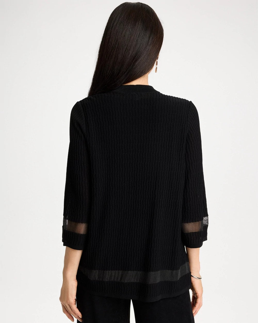 Travelers™ Sheer Stripe Cardigan Travelers Black - Chico's
