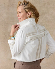 Embroidered Cropped Denim Trucker Jacket Alabaster - Chico's