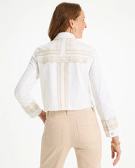 Embroidered Cropped Denim Trucker Jacket Alabaster - Chico's