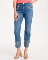Girlfriend Slim Embellished Crop Jeans Freya Indigo - Chico's