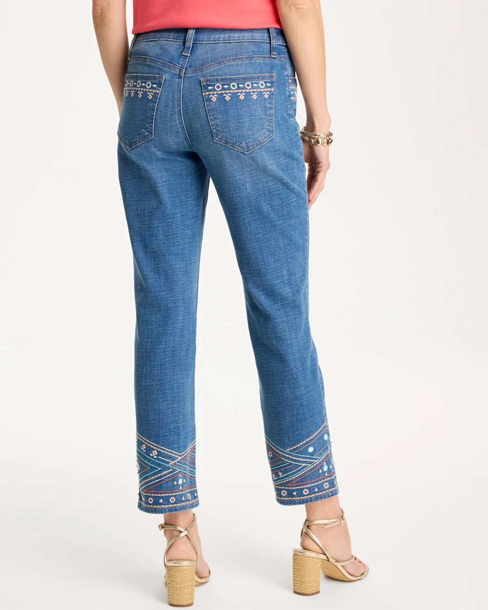 Girlfriend Slim Embellished Crop Jeans Freya Indigo - Chico's