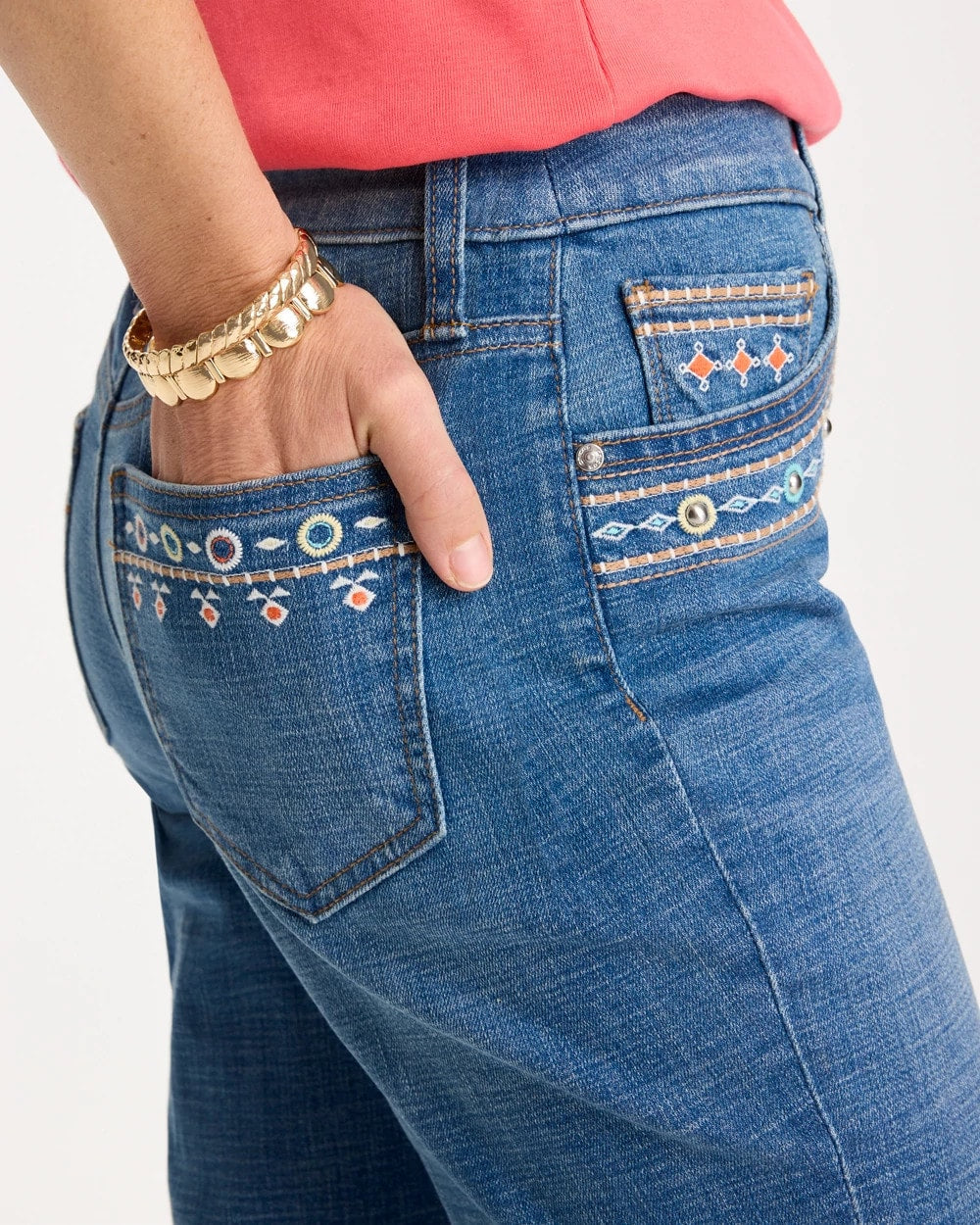 Girlfriend Slim Embellished Crop Jeans Freya Indigo - Chico's