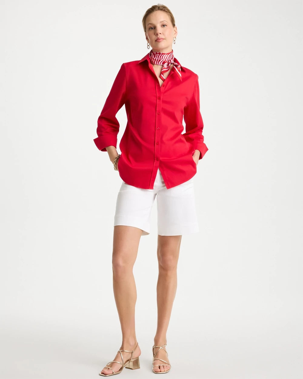 Emme Fly Front Sateen Shorts Alabaster - Chico's