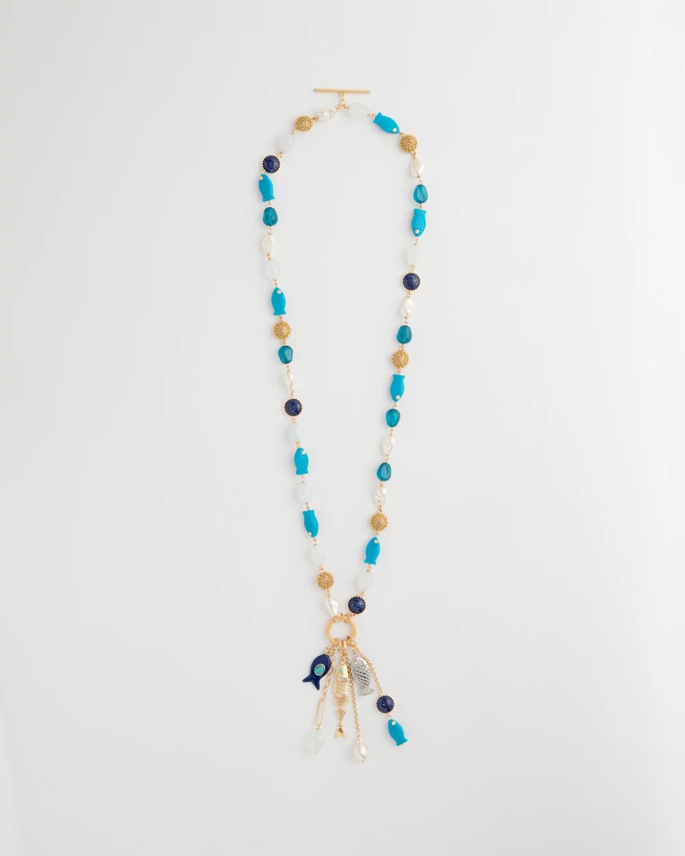 Convertible Turquoise Fish Charm Necklace Blue Multi - Chico's