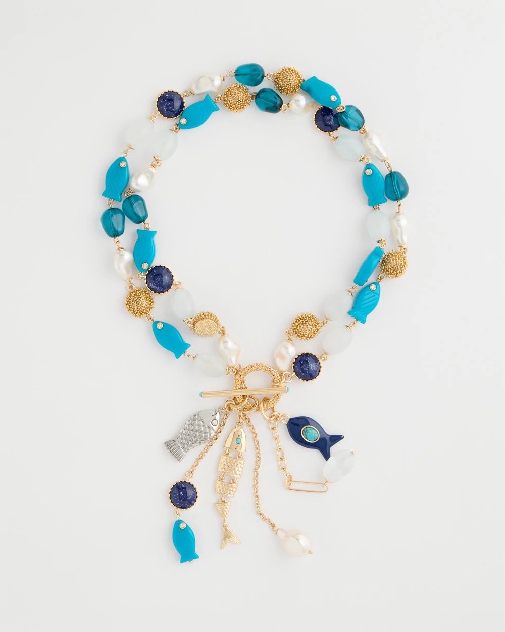 Convertible Turquoise Fish Charm Necklace Blue Multi - Chico's