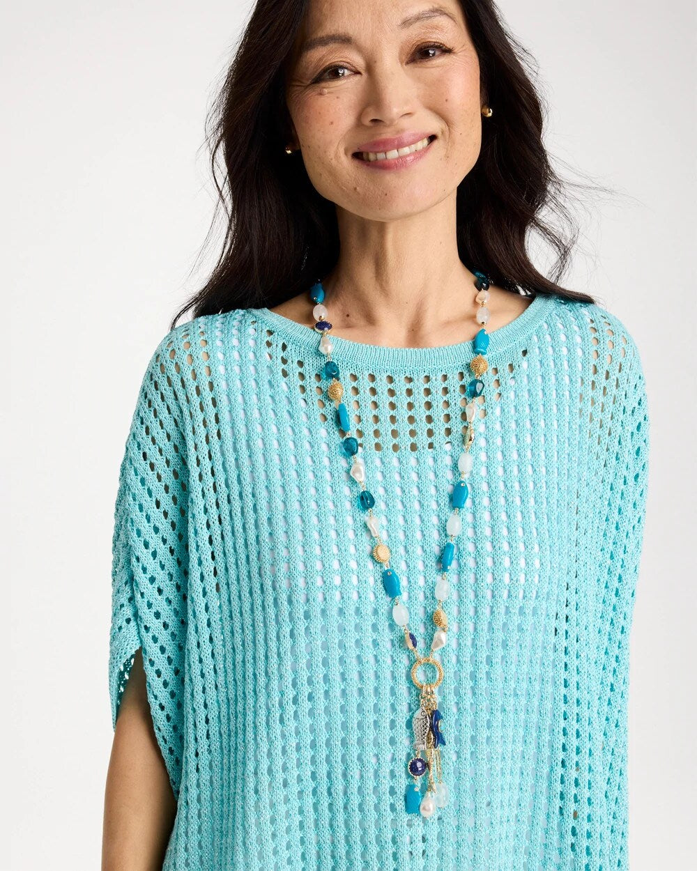 Convertible Turquoise Fish Charm Necklace Blue Multi - Chico's