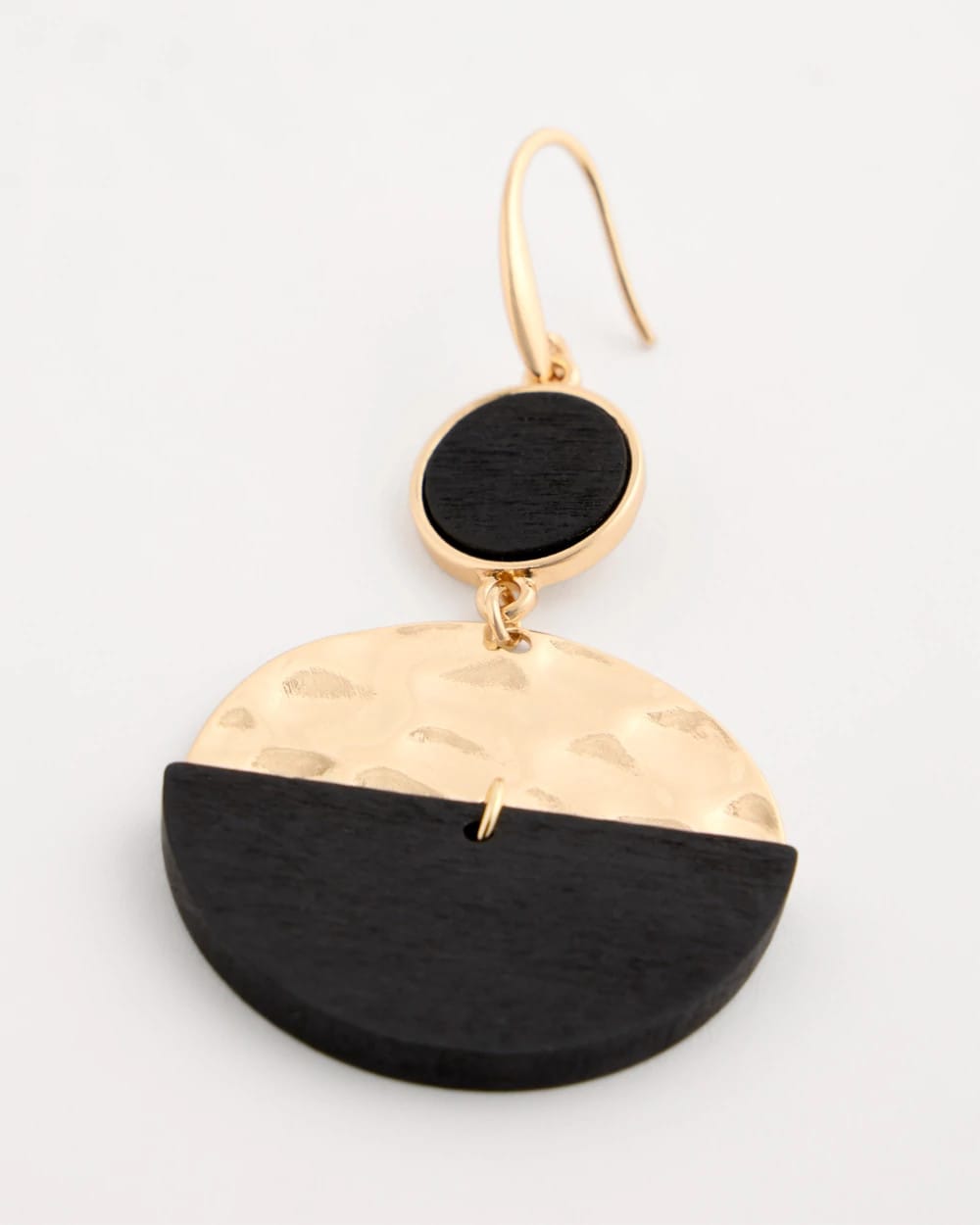 Wood Rounded Drop Earrings Black/Gold - Chico's