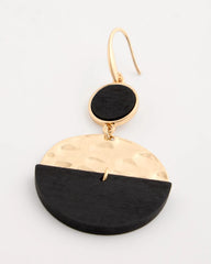 Wood Rounded Drop Earrings Black/Gold - Chico's