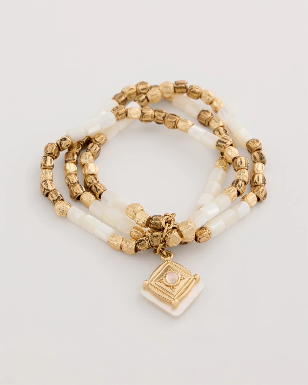 Set of 3 Pearl Treasure Stretch Bracelets Gold - Chico's