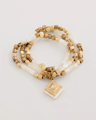 Set of 3 Pearl Treasure Stretch Bracelets Gold - Chico's