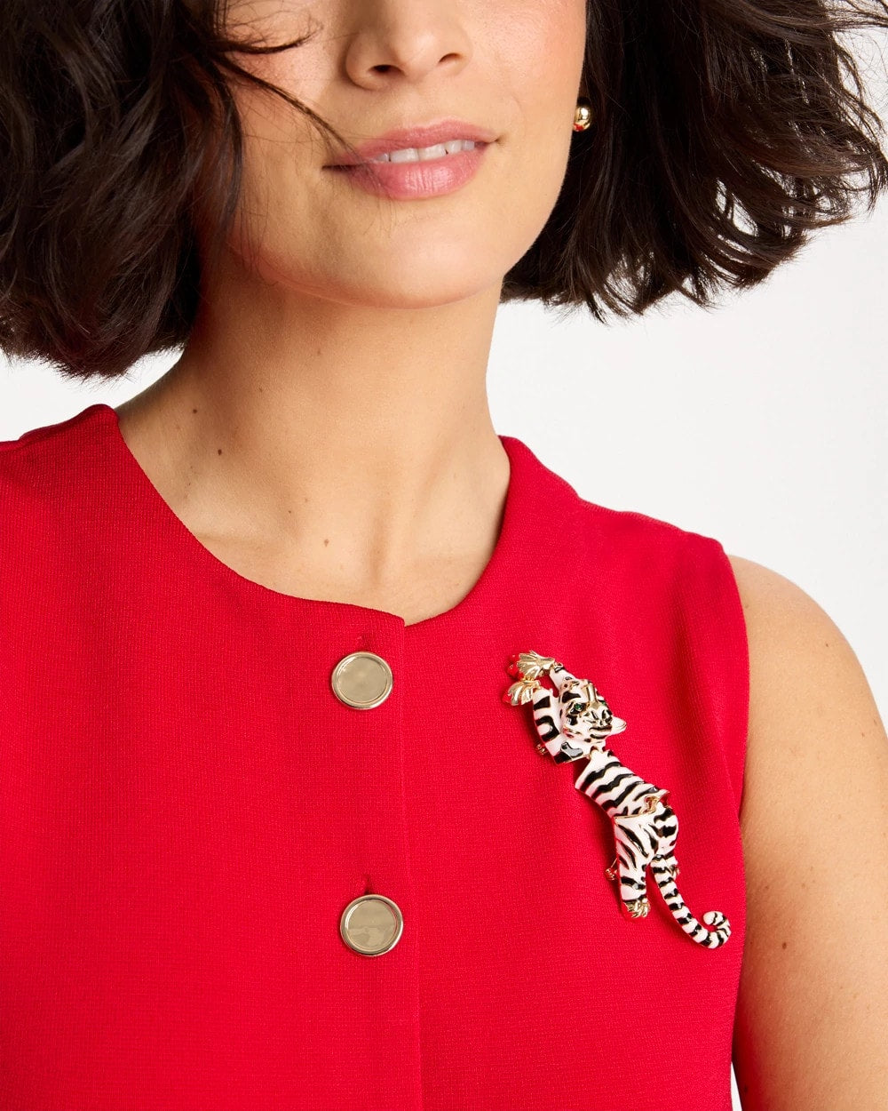 Tiger Brooch Black/White - Chico's