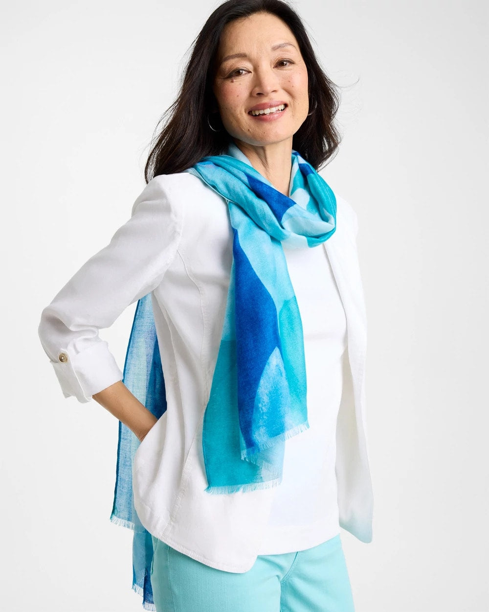 Sea Spray Oblong Scarf Blue - Chico's