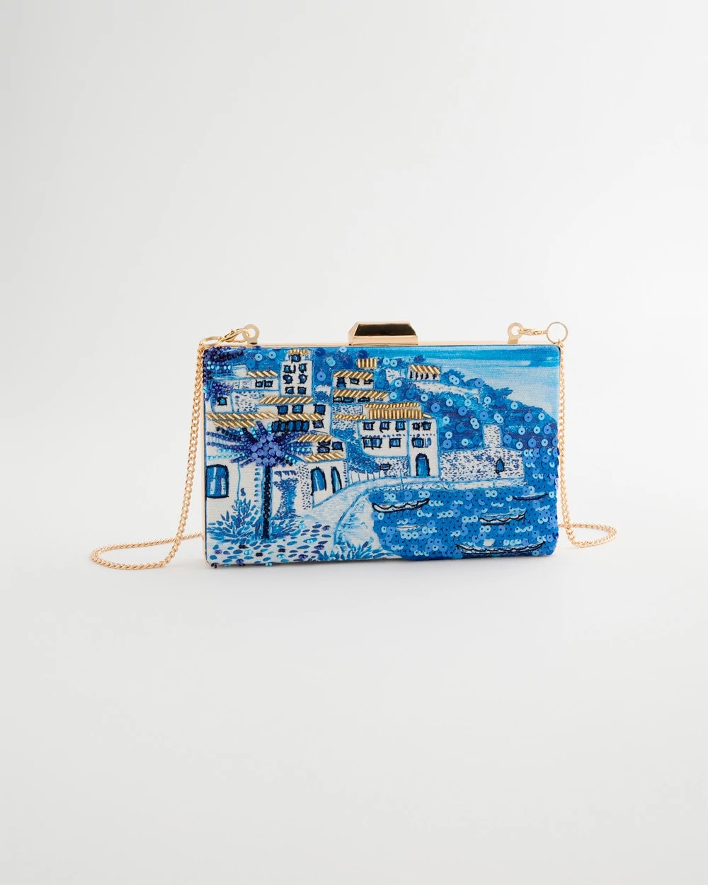 Embellished Scenic Clutch Blue - Chico's