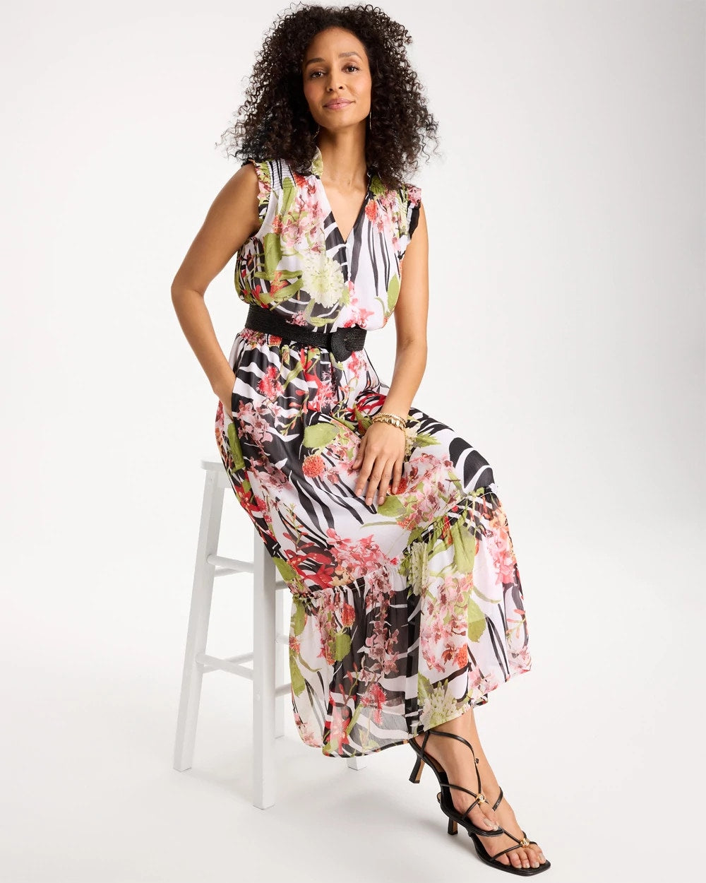 Crinkle Chiffon Animal Print Dress Black - Chico's