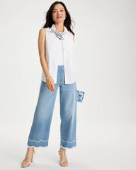 Scallop Pull-On Wide-Leg Crop Jeans Blue Jay Indigo - Chico's