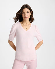 Space Dyed Ruched V-Neck Pullover Sweater Sweet Blossom - Chico's