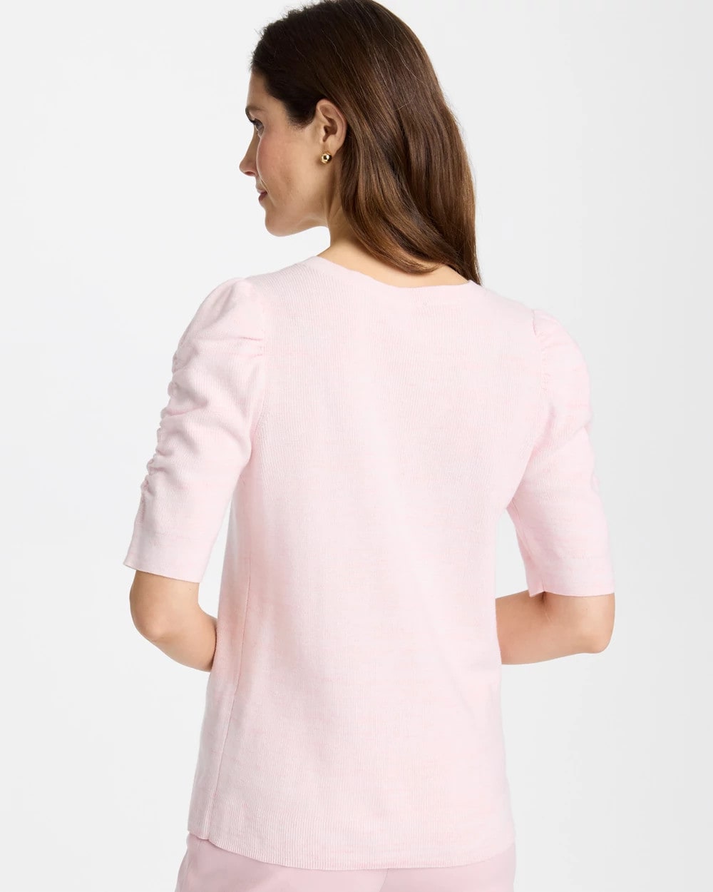 Space Dyed Ruched V-Neck Pullover Sweater Sweet Blossom - Chico's