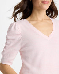 Space Dyed Ruched V-Neck Pullover Sweater Sweet Blossom - Chico's