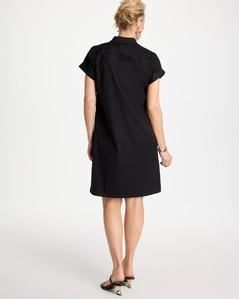 Popover Embroidered Poplin Dress Black - Chico's