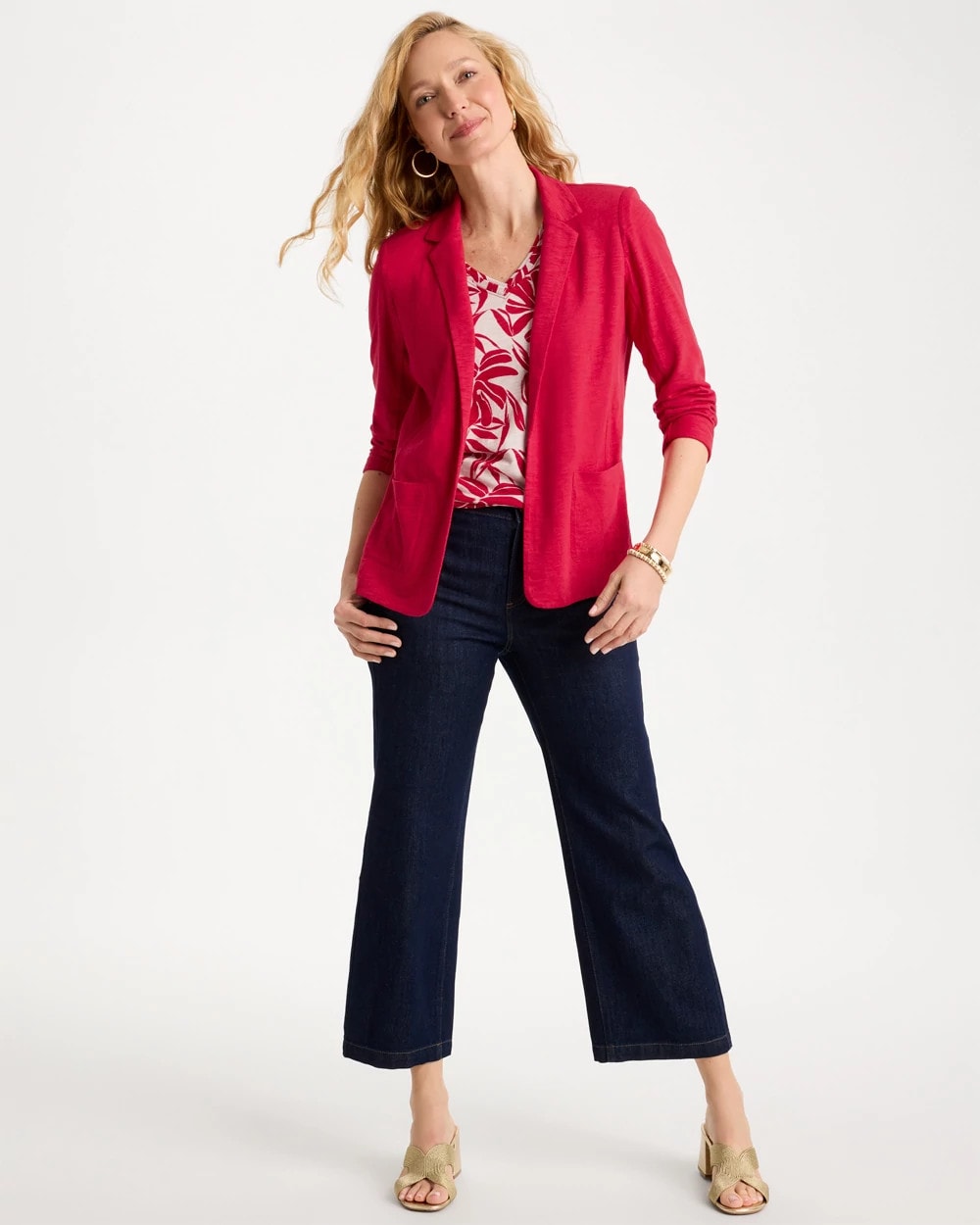 Slub Knit Blazer Cherry Lush - Chico's