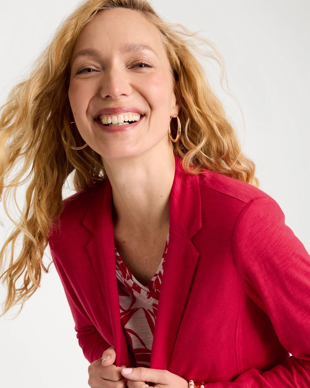 Slub Knit Blazer Cherry Lush - Chico's