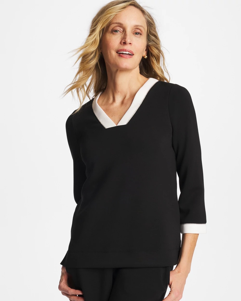 Zenergy® Soft Caviar Bead Contrast Top Black - Chico's