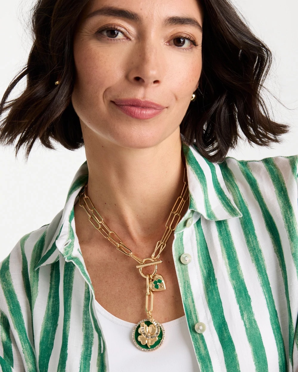 Lucky Charm Twice As Nice Necklace Green - Chico's