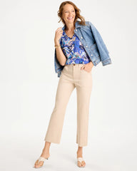 Paisley Cotton Slub Epaulette Tee Amparo Blue - Chico's