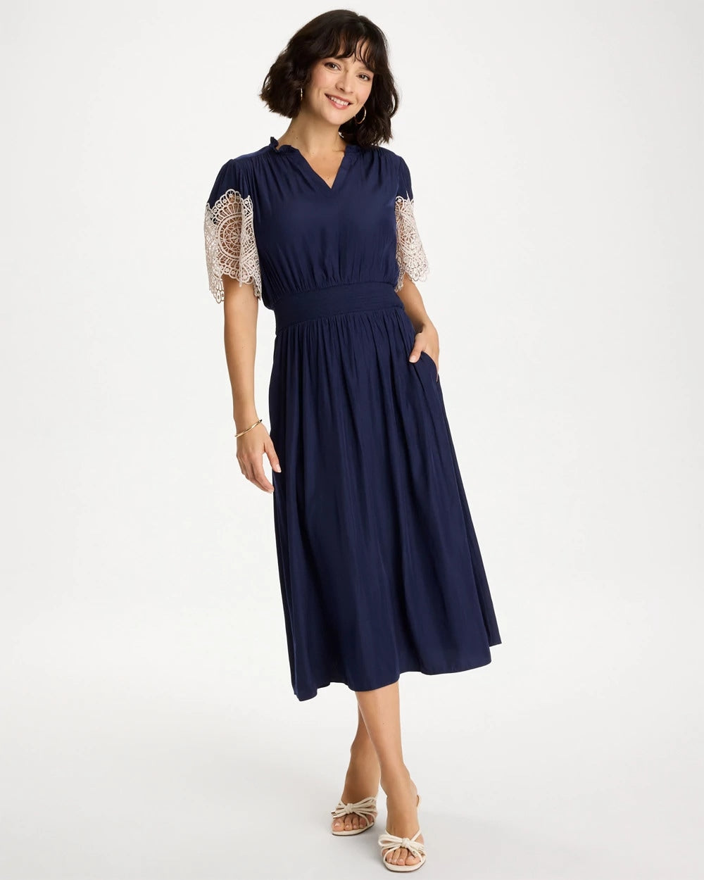 Sea Island Crinkled Midi Dress Passport Blue - Chico's