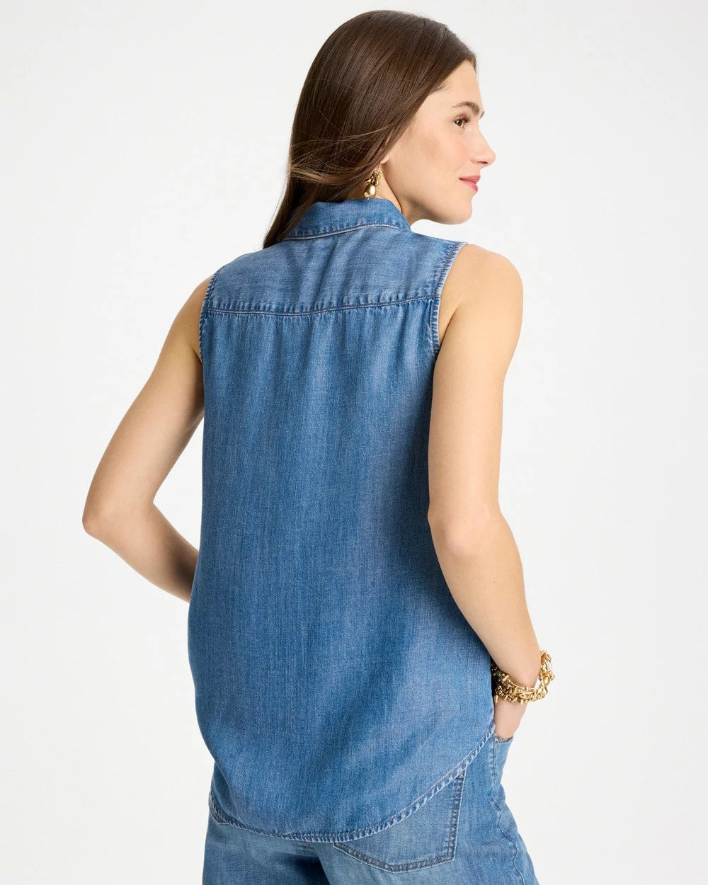 Tencel Denim Sleeveless Shirt Burano Indigo - Chico's
