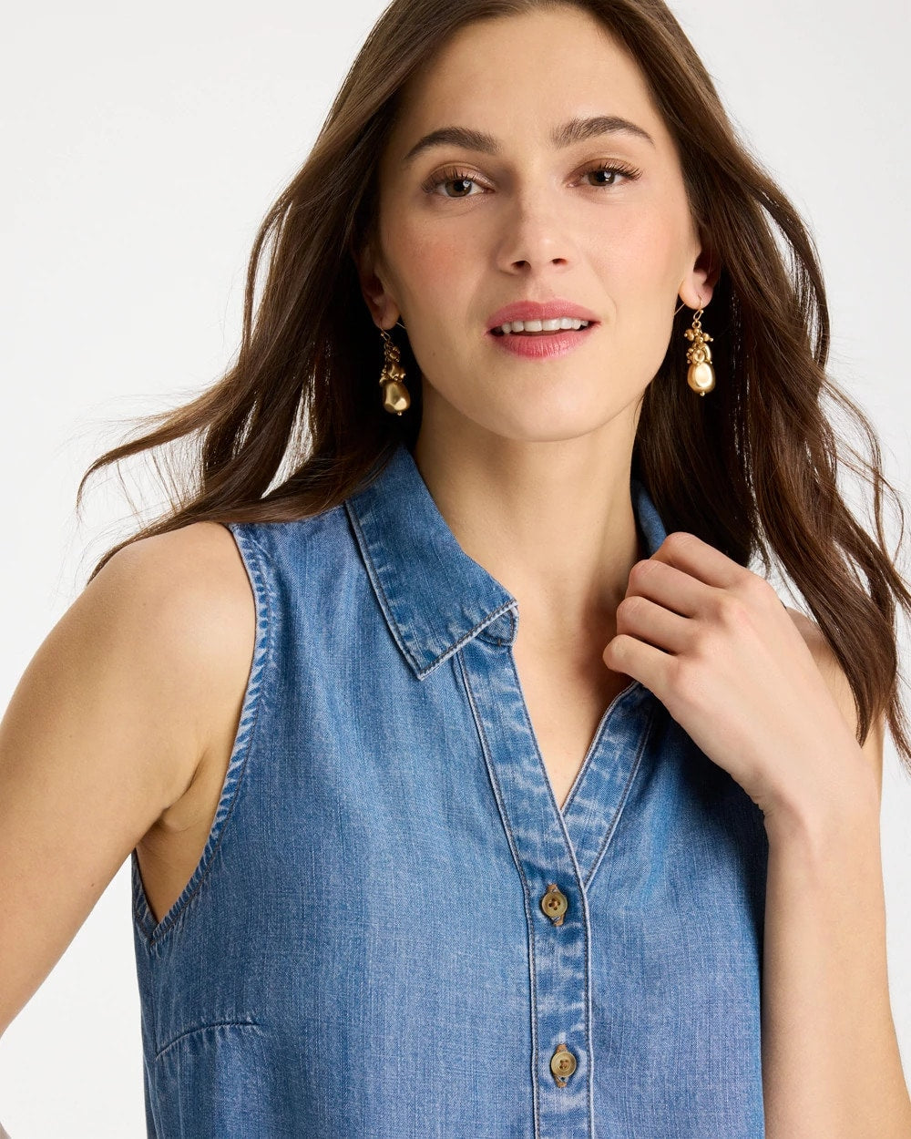 Tencel Denim Sleeveless Shirt Burano Indigo - Chico's