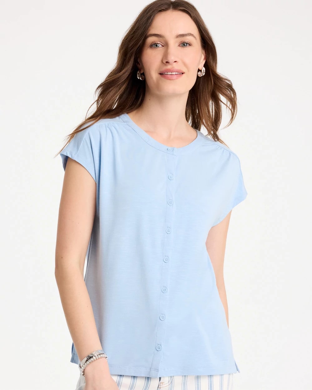 Refined Button Tee Blue Haven - Chico's