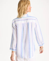 No Iron™ Linen Striped Shirt Amparo Blue - Chico's