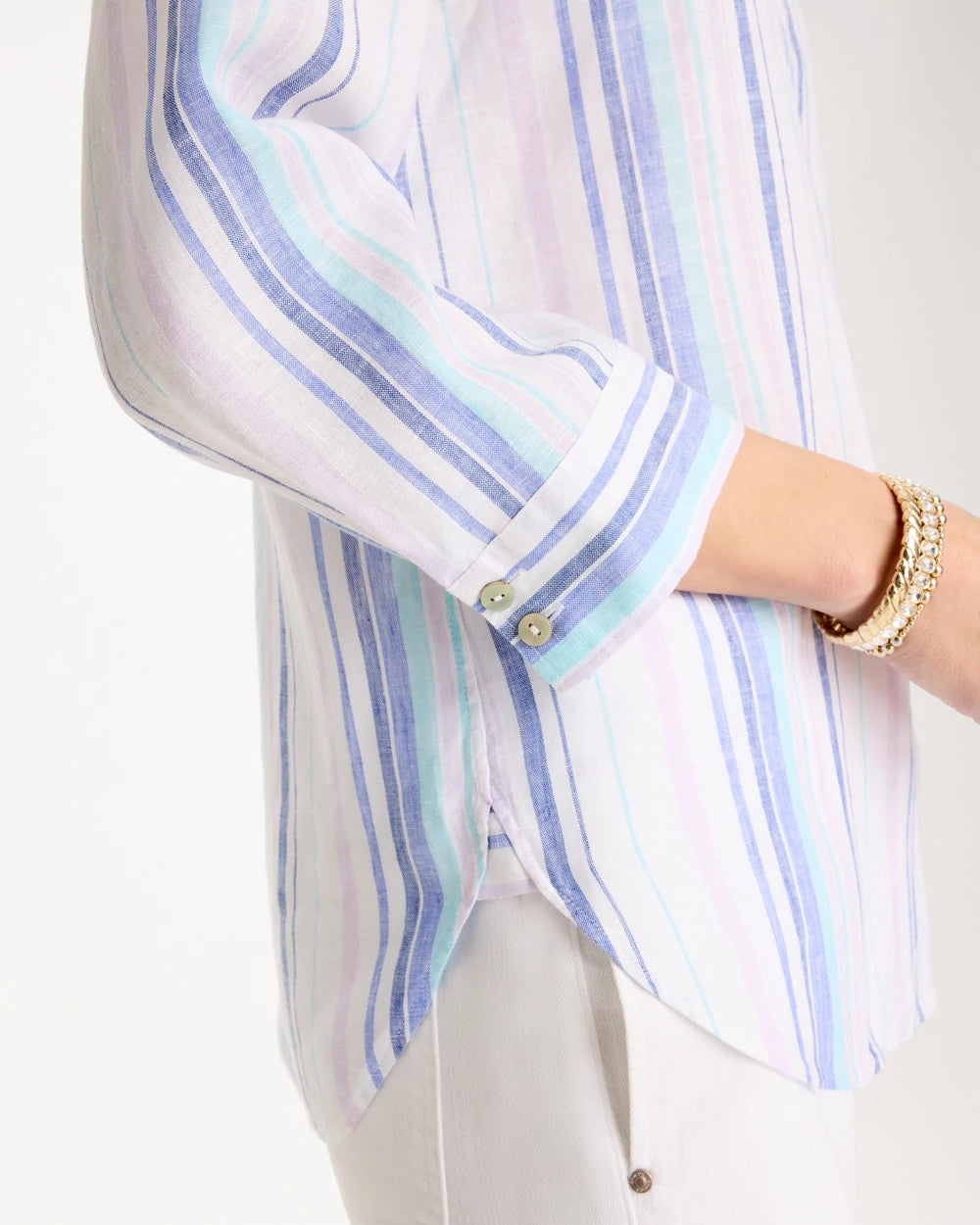 No Iron™ Linen Striped Shirt Amparo Blue - Chico's
